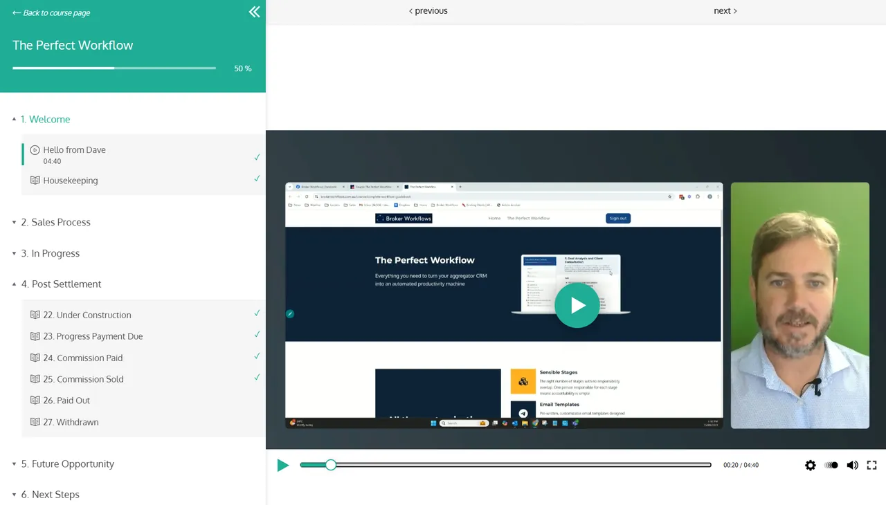 The Perfect Workflow program: Dave Hirst's welcome video walkthrough