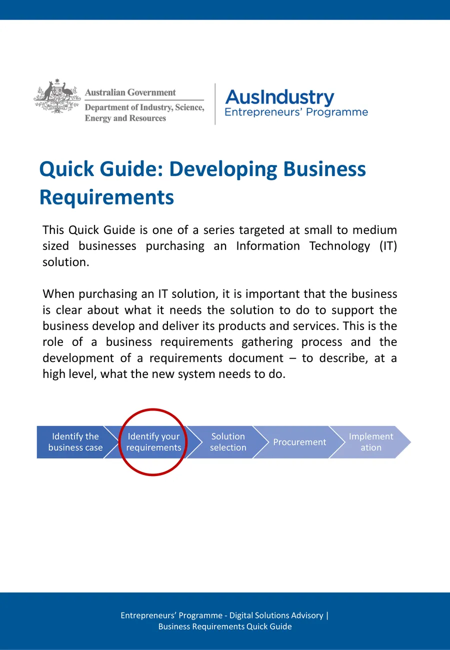Quick guide: Developing Business Requirements