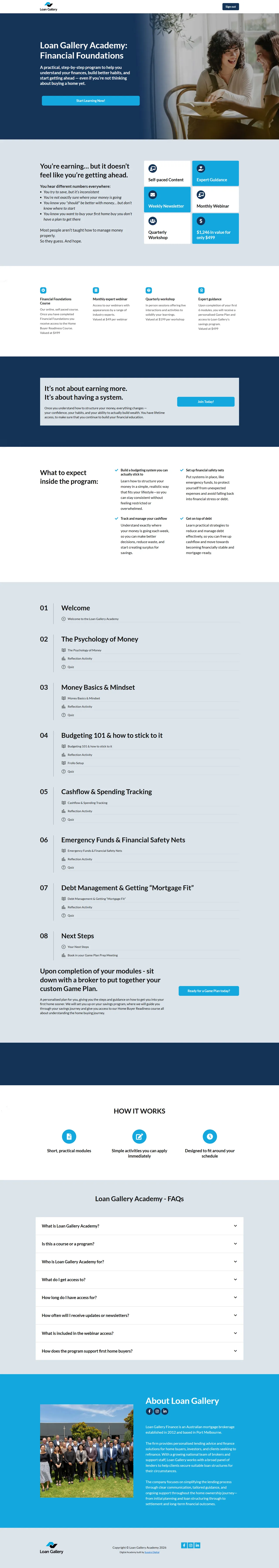Loan Gallery Academy sales page for the Financial Foundations program