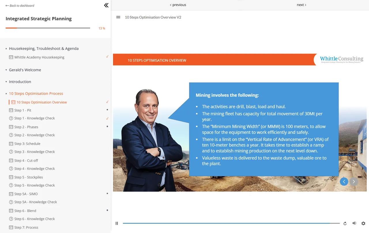 Whittle Consulting course: Gerald Whittle presenting the 10 Steps Optimisation overview